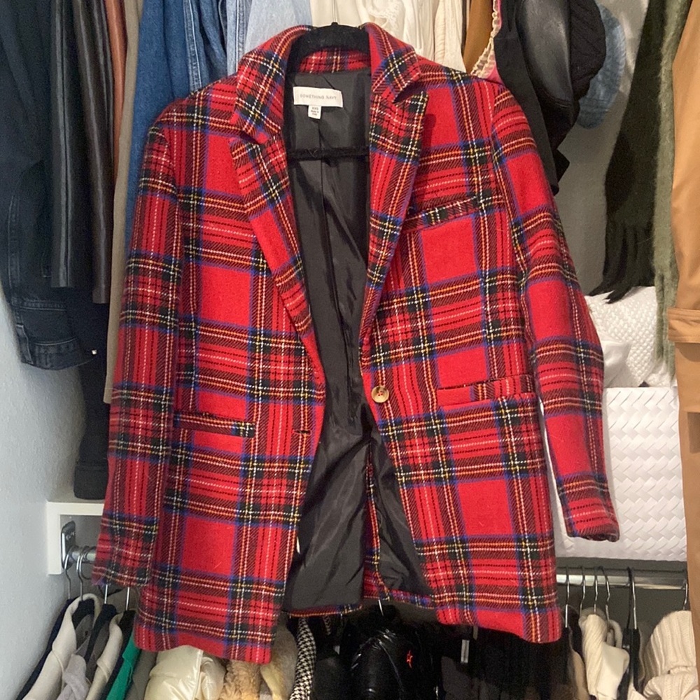 Something Navy plaid blazer